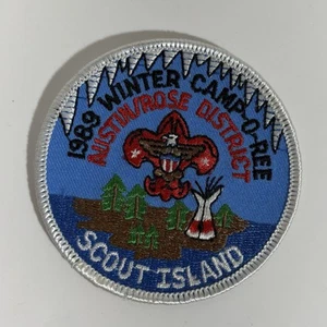 BSA Patch 1989 Winter Camp-O-Ree Austin Rose District Scout Island TX 3” - Picture 1 of 3