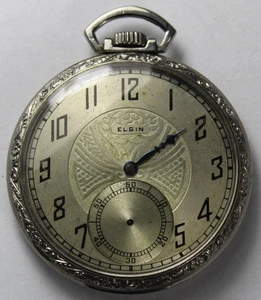 1928 Elgin Grade 345 12s 17j Pocket Watch w/ Open-Face Case - Parts/Repair - Picture 1 of 4