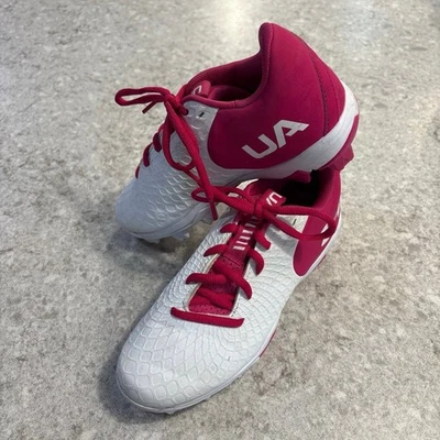 Botines Under Armour Niños Rosa Blanco Béisbol Softbol Lacrosse Fútbol Talla Juvenil Foto 1 de 4