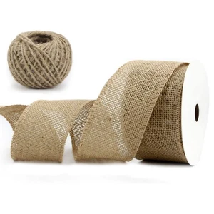 Natural Burlap Fabric Ribbon Spool, 2-1/2 Inch x 10 Yards, DIY Craft, Decor - Picture 1 of 9