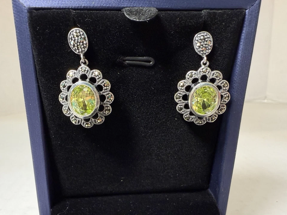 Pendientes Dee Berkley Jewerly DE COLECCIÓN Plata Esterlina Peridoto Marcasita DBJ Foto 1 de 4