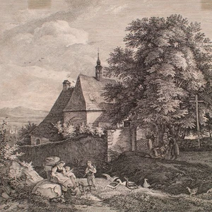 Julius Fleischmann secondo L. Richter chiesa di Graupen Krupka incisione su rame 1836 circa - Foto 1 di 4