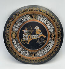 Egyptian Brass Engraved Decor Plate Lotus Black Gold King Ramses Chariot