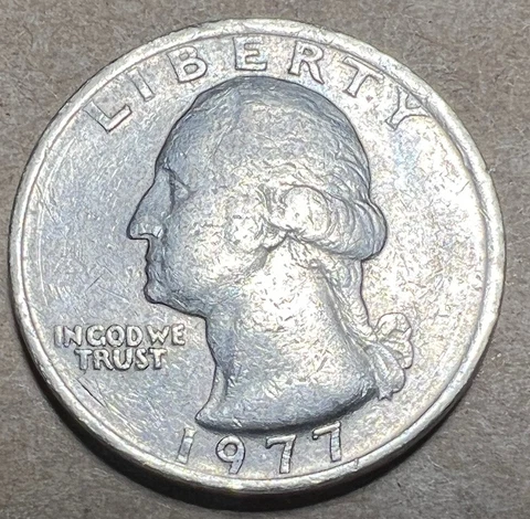 1977 P Washington Quarter Off Center Over Sized Edge, 5.53g Mint Error Rare Coin Cover