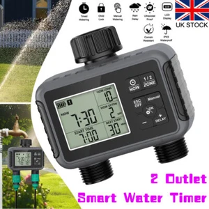 Water Timer 2 Outlets, Automatic Irrigation Timer for Garden, Yard, Lawn New - Picture 1 of 13