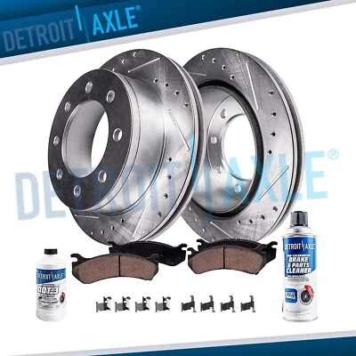 Rear Drilled Rotors Brake Pads for Chevy GMC Silverado Sierra 2500HD 3500HD - Image 1 of 4