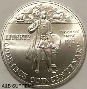 1992 D Columbus Quincentenary Commemorative Gem Bu Unc. Dollar 90% Silver - Picture 1 of 4