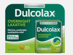 Dulcolax Laxative Tablets 200 count tabs (Bisacodyl USP 5mg) Overnight Relief - Picture 1 of 4
