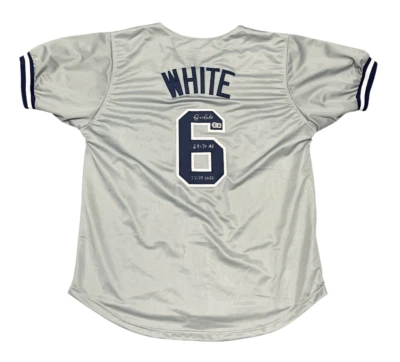 Roy White Signed New York Yankees Custom Jersey w/ 2 Insc Beckett Wit BAS COA - Image 1 of 3