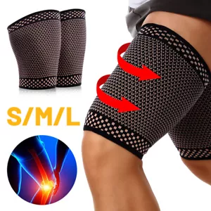 Sports Copper Thigh Support Wraps Groin Quad Brace Compression Sleeves Protector - Picture 1 of 13