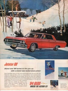 Vintage Print Reklame Anzeige Auto Oldsmobile 1964 Jetstar 88 Winter Ski Schnee Ad - Bild 1 von 1