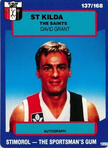 1990 ST KILDA SAINTS AFL Card DAVID GRANT Scanlens - Picture 1 of 2