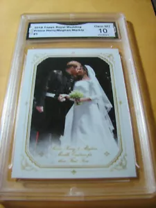 PRINCE HARRY MEGHAN MARKLE 2018 TOPPS ROYAL WEDDING FIRST KISS # 1 GRADED 10 - Picture 1 of 2