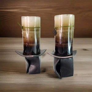 Candelabros de pilar de metal Butalist Apx 4” cuadrado rústico texturizado negro pesado - Imagen 1 de 12