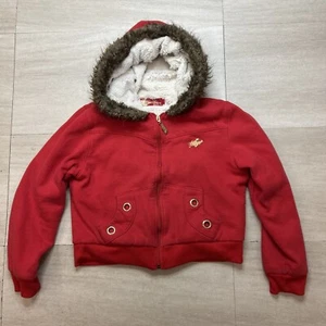Y2K Apple Bottoms Hoodie Women's Red Sz Large Zip Sweatshirt Jacket Cropped - Picture 1 of 7