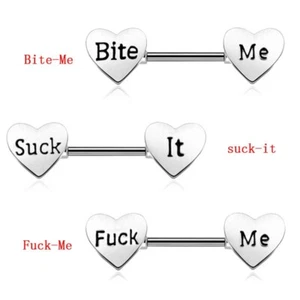 Ear Stud Steel Piercing For Woman Men Piercing Nipple Lick Me Shield Bars - Picture 1 of 15