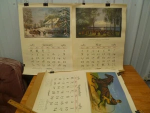 Complete 1983 Travelers Insurance Co. Calendar Currier & Ives Pictures 22 x 16 - Picture 1 of 11