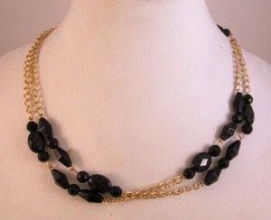 Adjustable Gold Tone Chain Blue Sparkle Beaded Necklace With Magnetic Ball NICE - Picture 1 of 12