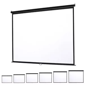 Black Frame Retractable Manual Projector Screen 4:3 Wall Mounte Cinema Pull Down - Picture 1 of 21