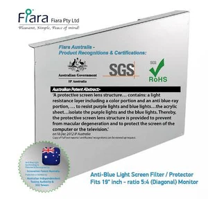 Fits 19 inch ratio 5:4 Monitor | Fiara Anti Blue Light Screen Protector/ Filter - Picture 1 of 12