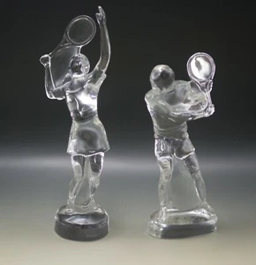 LOTE DE 2 TENISTAS DE CRISTAL BACCARAT FEMENINOS Y MASCULINOS MARCADOS 9"" Y 12 - Imagen 1 de 9