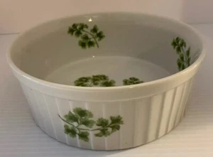 Sadek Parsley Round Casserole Dish Bowl White Stoneware Oven to Table 7378 - Picture 1 of 6