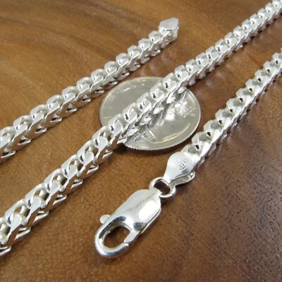 4,6 мм твердое серебро 925 пробы мужской овальный бриллиант огранки итальянский Франко ссылка цепочка - Изображение 1 из 4