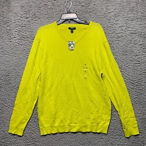 Alfani Sweater Mens Yellow Medium M  V Neck Long Sleeve Casual Pullover