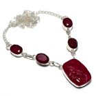 Ruby(Simulated) Gemstone 925 Sterling Silver Gift Necklace 18" M961