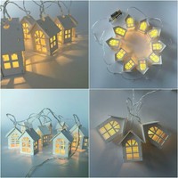 Warm White 10 LED String Fairy Lights Lamp Wooden House Xmas Christmas Party New