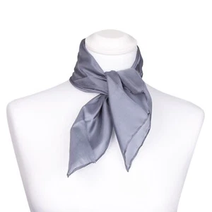 Nicki Scarf Silk Scarf Grey Silver Silk 53x53cm - Picture 1 of 5