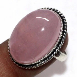 Rose Quartz 925 Silver Plated Gemstone Handmade Ring US 8 Superb Gift GW - Imagen 1 de 3