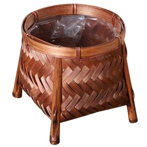 1x Garden Planters Basket Bamboo Weaving Artware Desk Decor Flowerpot Case Home - Picture 1 of 8