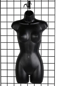 3 Clothing Display Torso Forms Fits 5 - 10 Hanging Female 2 Black 1 White Hollow - Picture 1 of 17
