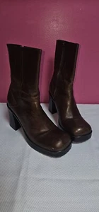 Vintage Steve Madden "LIZIE" braune Plateau-Stiefel aus Leder mit klobigem Absatz Damengröße 10B ** - Bild 1 von 23