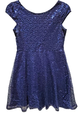 Bloome De Jeune Fille 16 Lentejuelas Azul Oscuro ESCENARIO/FIESTA/FORMAL/VACACIONES/PELÍCULA USADO EN EXCELENTE ESTADO Foto 1 de 4