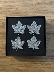 4 Tahari Home Ahornblatt THANKSGIVING gepflasterte Kristall SERVIETTENRINGE mit Schmucksteinen - Bild 1 von 4