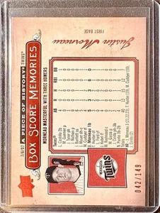 2008 Upper Deck A Piece of History #BSM-35 Justin Morneau Red #/149 - Picture 1 of 2