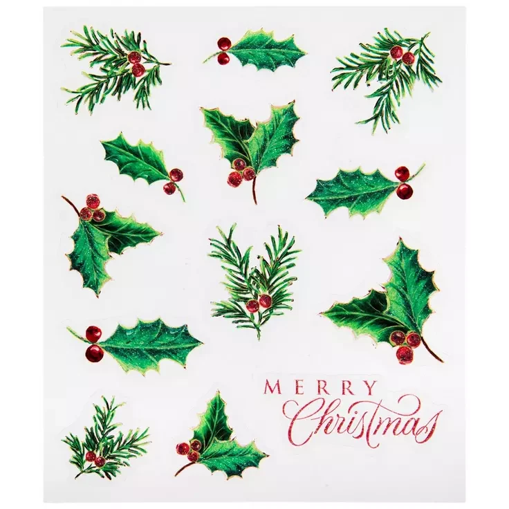 STICKABLITIES 2 Sheets X-mas Holiday Holly Berry Planner Stickers Papercraft Envelope Seals