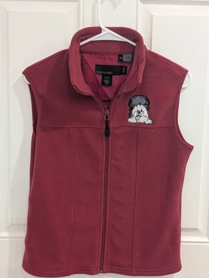 Colete de lã North End feminino pequeno pequeno vermelho com remendo de cachorro quente confortável casual  - Imagem 1 de 4