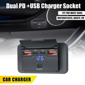 12V-24V Auto PD+ USB + QC3.0 Ladebuchse Einbausteckdose für Wohnwagen Auto - Bild 1 von 10