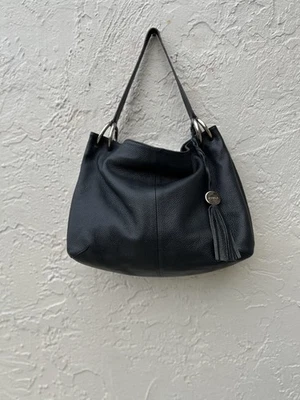 Furla Black Leather Hobo Bag Black  With Tassels Details - Image 1 of 4