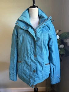 NILS Women's teal Blue Ski/snowboard Jacket zip button hood women’s 10 - Picture 1 of 5