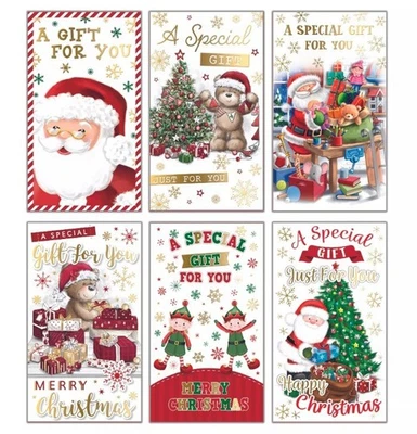 12 New Cute Christmas Money Envelope Wallets Mixed Design Gift Card Voucher Xmas - Image 1 of 2