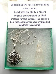 Colgante Cristal Amatista + Carga Calcita Lemuriana + Cadena Acero Inoxidable 26" - Imagen 1 de 6