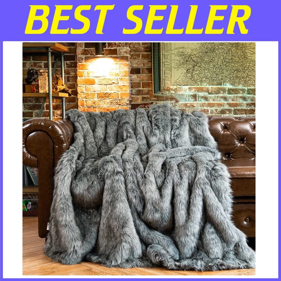 Elegante cobertor de pele sintética cinza prata 50 x 60 - Imagem 1 de 4