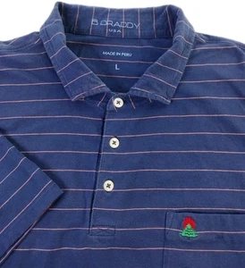B Draddy Burning Tree Golf Club Sport Polo Mens Size Large Blue Striped - Picture 1 of 8