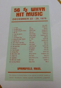 Vintage Weihnachten 1978 Radio Playlist Springfield Massachusetts WHYN 56 AM 560 - Bild 1 von 2
