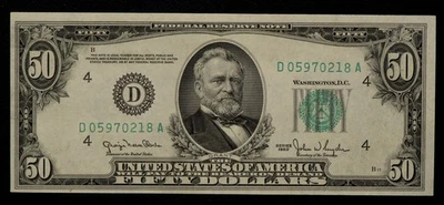 FR 2107-D $50 1950 Federal Reserve Note US - SKU-CA1541 - Image 1 of 2