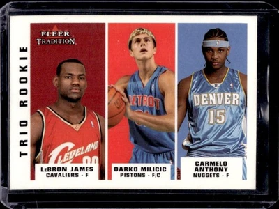 2003-04 Fleer Tradition LeBron James Darko Milicic Carmelo Anthony RC #291 EE. UU. Foto 1 de 2